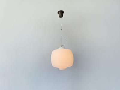  Stilnovo Stilnovo ceiling suspension light Opaline glass Brass Italy 1960s