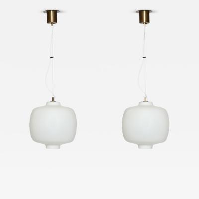  Stilnovo Stilnovo ceiling suspension light Opaline glass Brass Italy 1960s