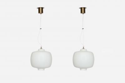 Stilnovo Stilnovo ceiling suspension light Opaline glass Brass Italy 1960s