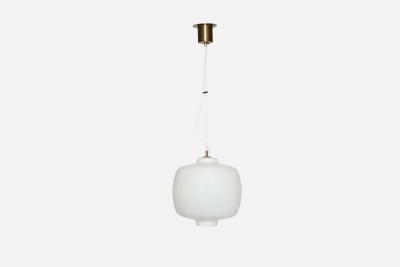  Stilnovo Stilnovo ceiling suspension light opaline glass and brass Italy 1960s