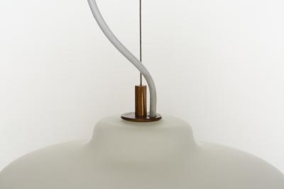  Stilnovo Stilnovo ceiling suspension light opaline glass and brass Italy 1960s