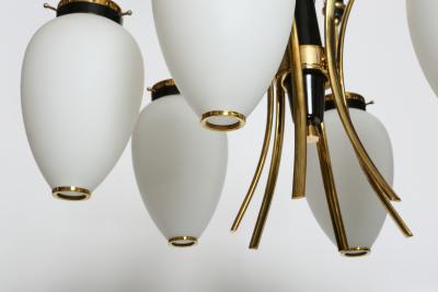  Stilnovo Stilnovo chandelier Mid Century Modern Opaline Glass Brass 1960s