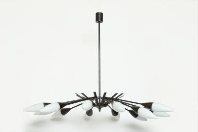  Stilnovo Stilnovo chandelier in patinated brass Italy circa 1960s