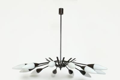  Stilnovo Stilnovo chandelier in patinated brass Italy circa 1960s