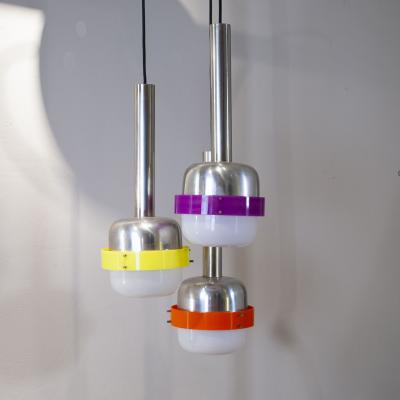  Stilnovo Stilnovo pendant 3 colored elements from the 60 s 