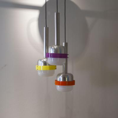  Stilnovo Stilnovo pendant 3 colored elements from the 60 s 