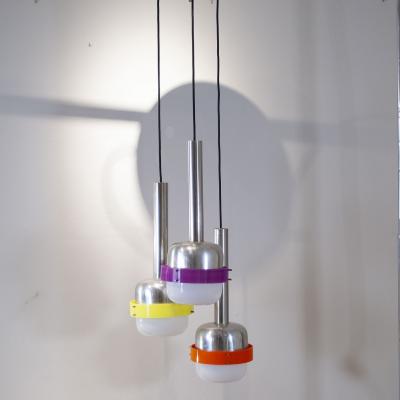  Stilnovo Stilnovo pendant 3 colored elements from the 60 s 