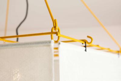  Stilnovo Stilnovo pendant lamp with wool felt shade and metal structure italy 1970s