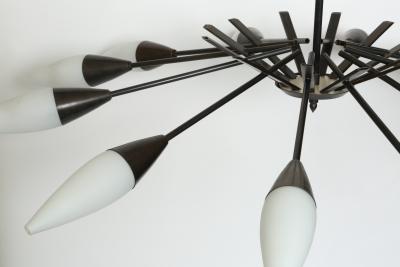  Stilnovo Stilnovo style brass chandelier