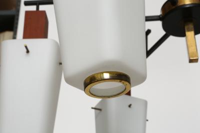  Stilnovo Stilnovo style chandelier Italy opaline glass and brass circa 1960s