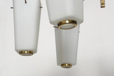  Stilnovo Stilnovo style chandelier Italy opaline glass and brass circa 1960s
