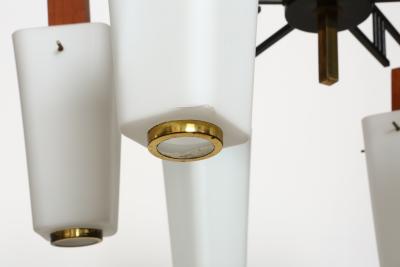  Stilnovo Stilnovo style chandelier Italy opaline glass and brass circa 1960s