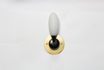  Stilnovo Stilnovo style sconces in opaline glass and brass Italy circa 1960s