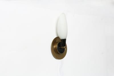  Stilnovo Stilnovo style sconces in opaline glass and brass Italy circa 1960s