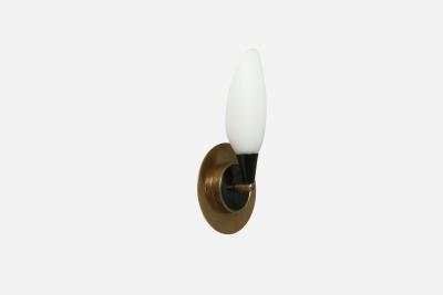  Stilnovo Stilnovo style sconces in opaline glass and brass Italy circa 1960s