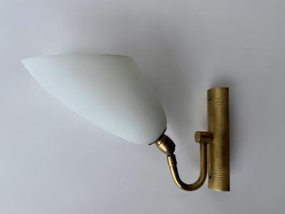  Stilnovo Stilnovo style sconces in opaline glass and brass set of 2 Italy circa 1960s