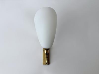  Stilnovo Stilnovo style sconces in opaline glass and brass set of 2 Italy circa 1960s