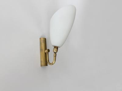  Stilnovo Stilnovo style sconces in opaline glass and brass set of 2 Italy circa 1960s