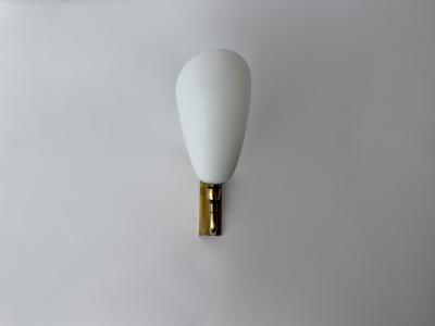  Stilnovo Stilnovo style sconces in opaline glass and brass set of 2 Italy circa 1960s