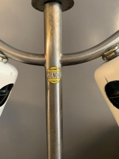  Stilnovo Table lamp in aluminum and glass by Stilnovo Italy 1960s
