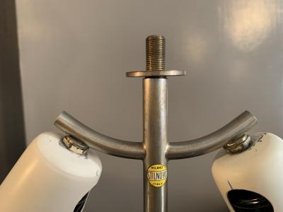  Stilnovo Table lamp in aluminum and glass by Stilnovo Italy 1960s
