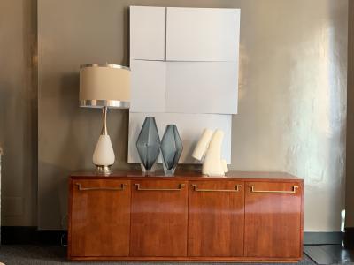  Stilnovo Table lamp in aluminum and glass by Stilnovo Italy 1960s