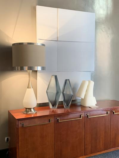  Stilnovo Table lamp in aluminum and glass by Stilnovo Italy 1960s