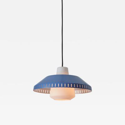  Stockmann Orno 1960s Blue Metal and Opaline Glass Pendant Attributed to Lisa Johansson Pape