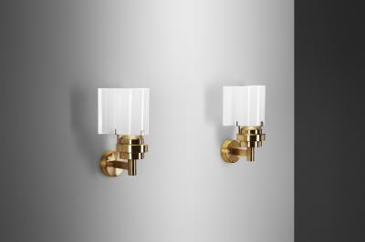  Stockmann Orno Brass and Acrylic Glass Wall Lamps by Stockmann Orno Finland 1960s
