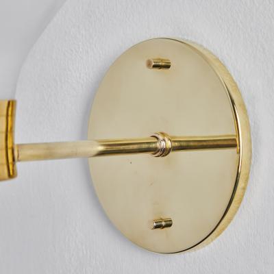  Stockmann Orno Pair of 1950s Lisa Johansson Pape Opaline Glass Brass Wall Lamps