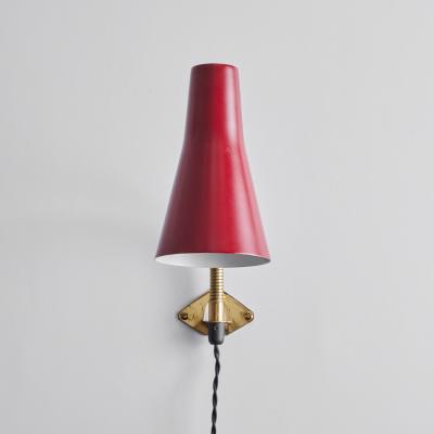  Stockmann Orno Pair of 1950s Lisa Johansson Pape Red Adjustable Wall Lights for Stockmann Orno