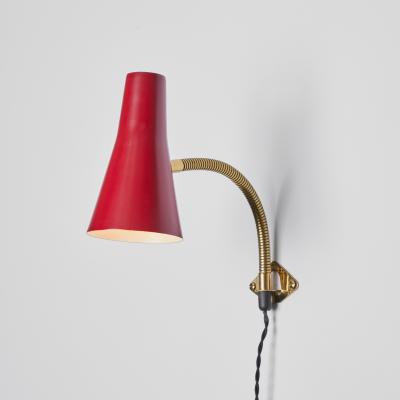  Stockmann Orno Pair of 1950s Lisa Johansson Pape Red Adjustable Wall Lights for Stockmann Orno