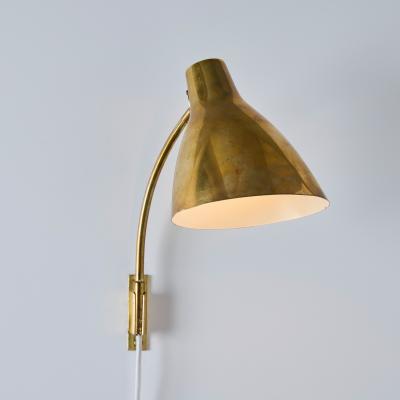  Stockmann Orno Pair of Large 1950s Lisa Johansson Pape 3055 Brass Wall Lamps for Stockmann