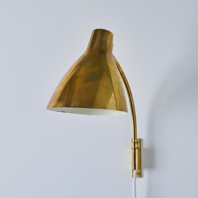  Stockmann Orno Pair of Large 1950s Lisa Johansson Pape 3055 Brass Wall Lamps for Stockmann