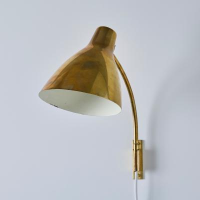  Stockmann Orno Pair of Large 1950s Lisa Johansson Pape 3055 Brass Wall Lamps for Stockmann