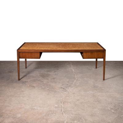  Stow Davis Furniture Co 1960s Stow Davis Walnut and Olive Burl Executive Diplomat s Desk