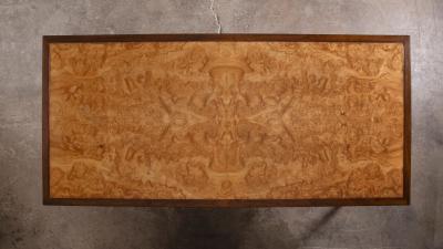  Stow Davis Furniture Co 1960s Stow Davis Walnut and Olive Burl Executive Diplomat s Desk