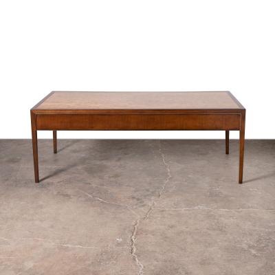  Stow Davis Furniture Co 1960s Stow Davis Walnut and Olive Burl Executive Diplomat s Desk
