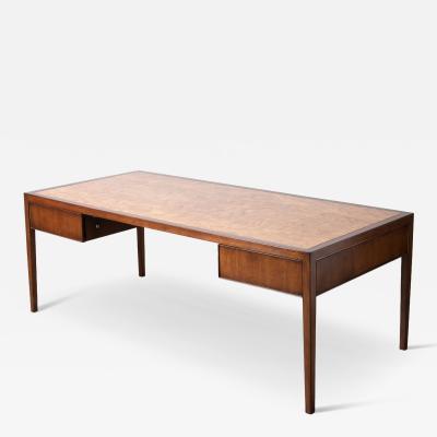  Stow Davis Furniture Co 1960s Stow Davis Walnut and Olive Burl Executive Diplomat s Desk