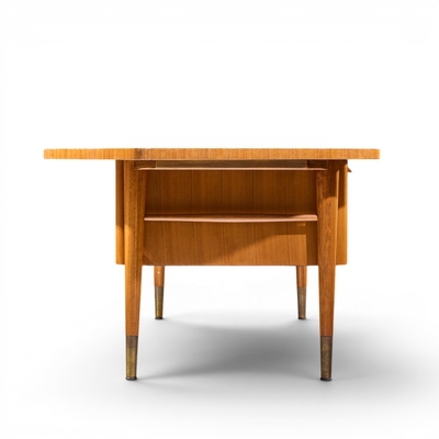  Stow Davis Furniture Co Stow Davis Mid Century Walnut Boomerang Executive Desk