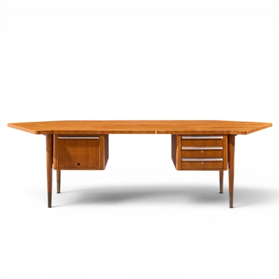  Stow Davis Furniture Co Stow Davis Mid Century Walnut Boomerang Executive Desk