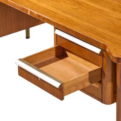  Stow Davis Furniture Co Stow Davis Mid Century Walnut Boomerang Executive Desk