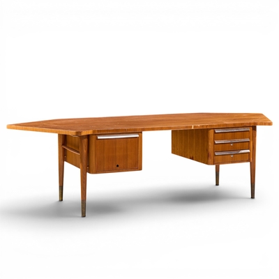  Stow Davis Furniture Co Stow Davis Mid Century Walnut Boomerang Executive Desk