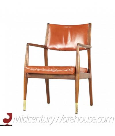  Stow Davis Furniture Co Stow Davis Mid Century Walnut and Brass Lounge Chair