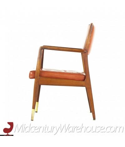  Stow Davis Furniture Co Stow Davis Mid Century Walnut and Brass Lounge Chair