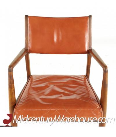  Stow Davis Furniture Co Stow Davis Mid Century Walnut and Brass Lounge Chair