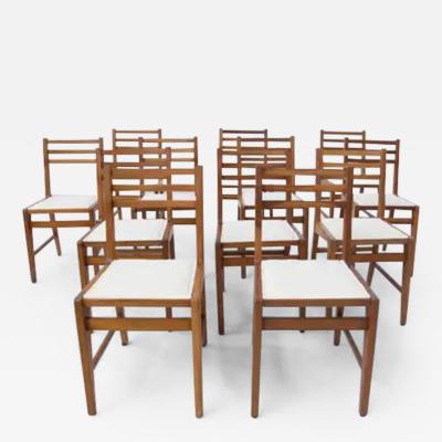  Studio BBPR Bbpr Set of 12 Wooden Mid Century Chairs in Boucl 