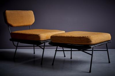  Studio BBPR Fully Original Elettra Lounge Chair with Ottoman by Studio BBPR for Arflex