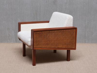  Studio BBPR Pair of BBPR Attributed Armchairs in Mahogany Cane Boucl Italy Late 1950s