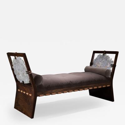  Studio Greytak Studio Greytak Daybed with Claro Walnut Brazilian Agate Bronze and Leather